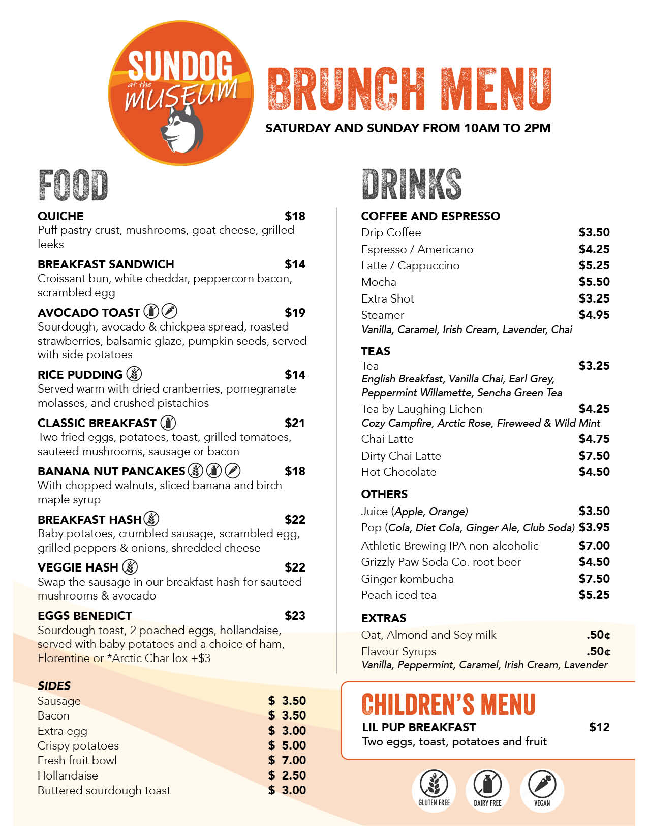 Museum Cafe Weekend Brunch Menu